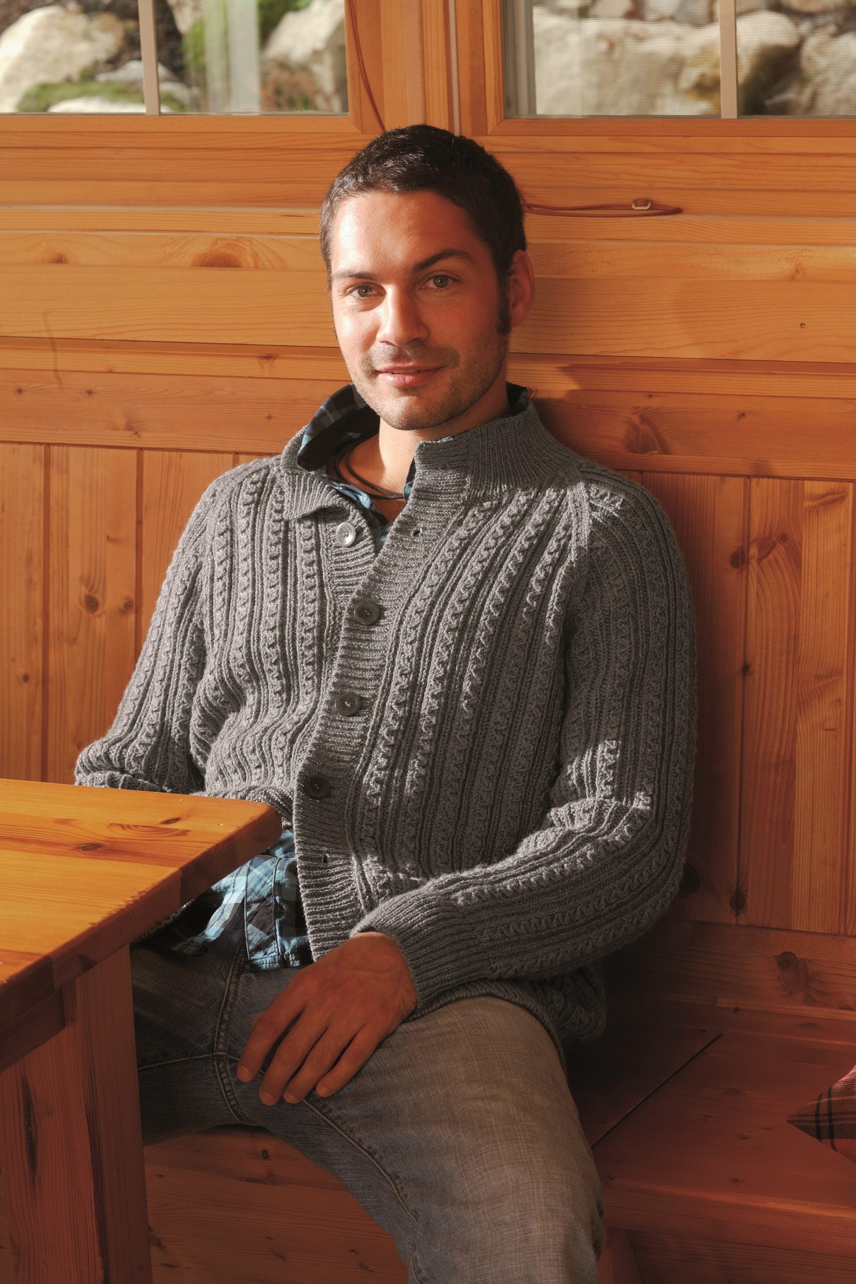 Miehen palmikkojakku - Merino Extrafine 120
