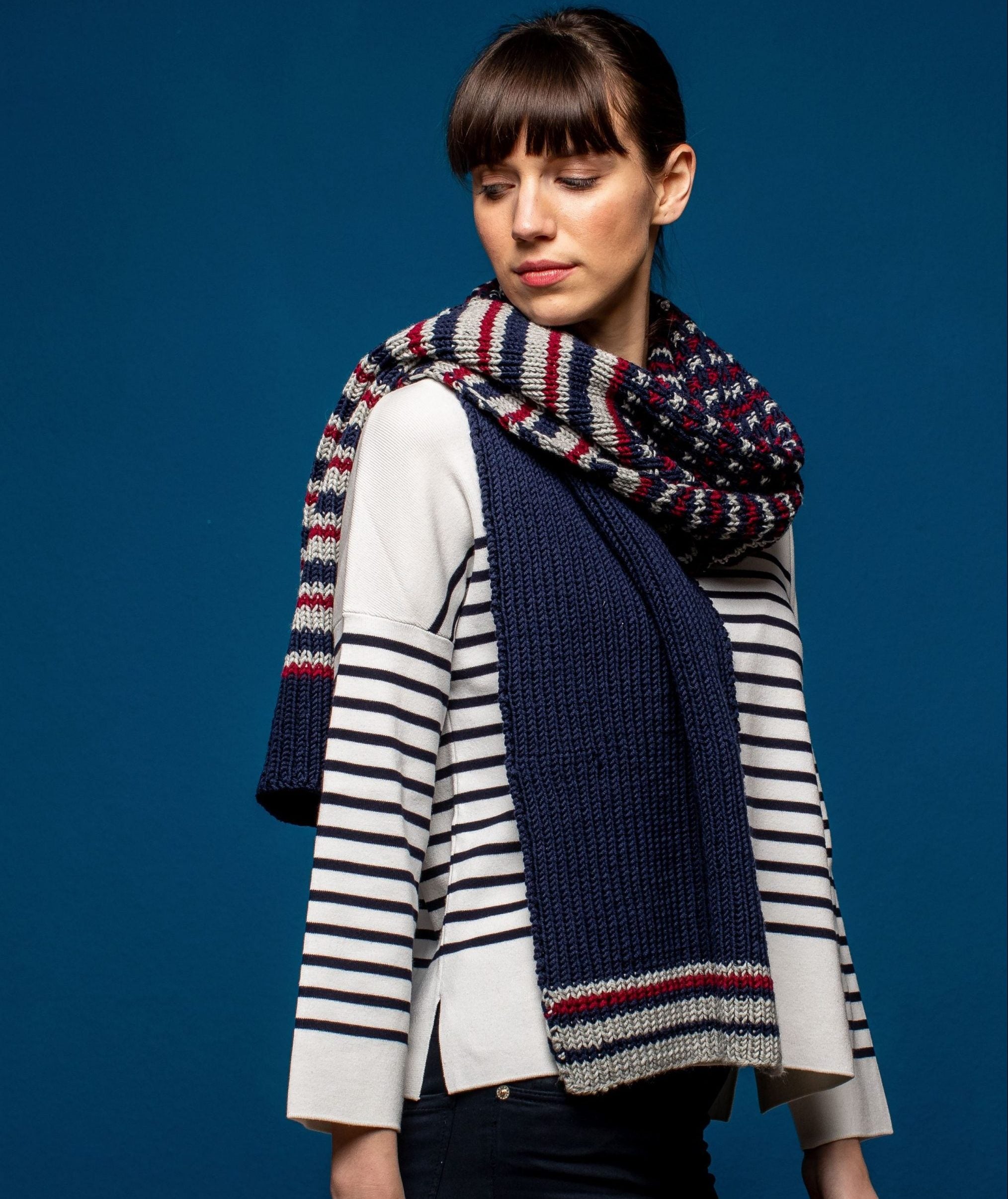 Naisen raitahuivi - Merino Extrafine 85