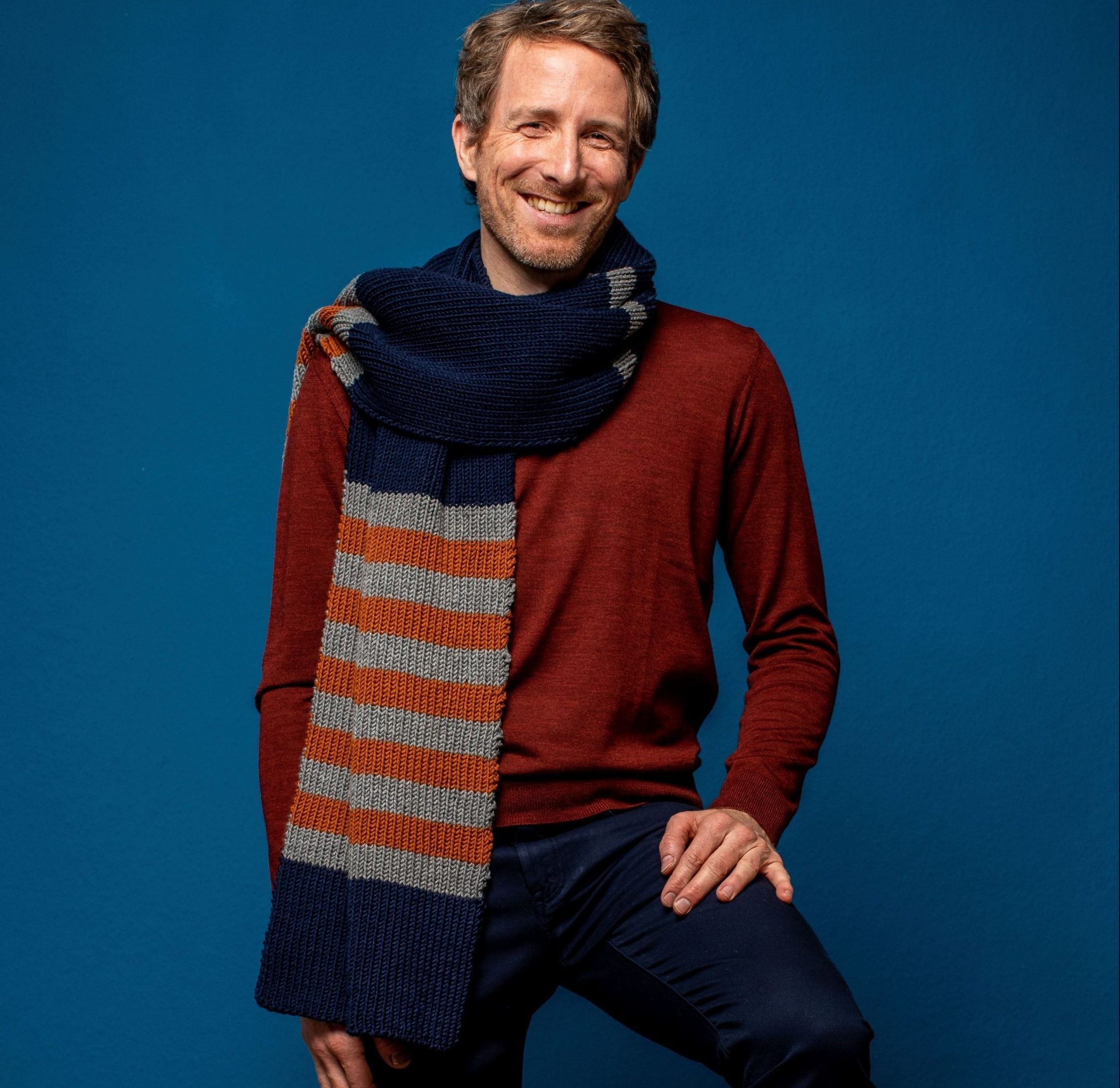 Miehen pipo ja raitahuivi - Merino Extrafine 85