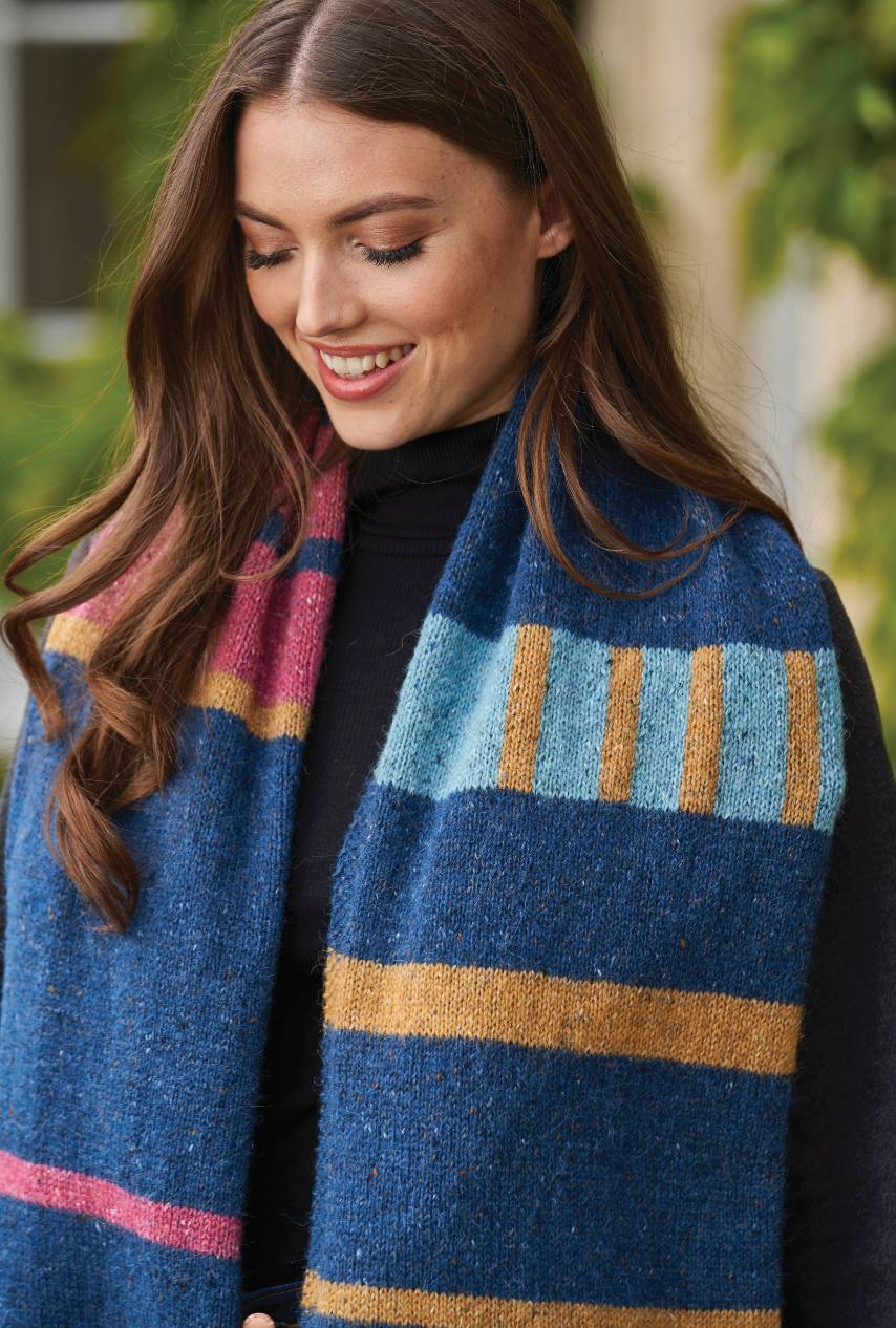 Intarsia raitahuivi - Rowan Felted Tweed