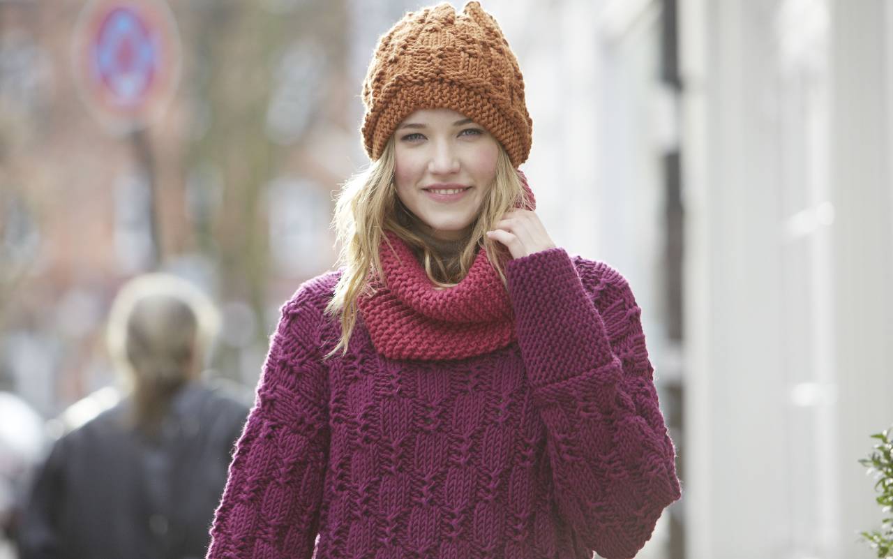 Palmikkopipo ja kauluri - Merino Extrafine 40