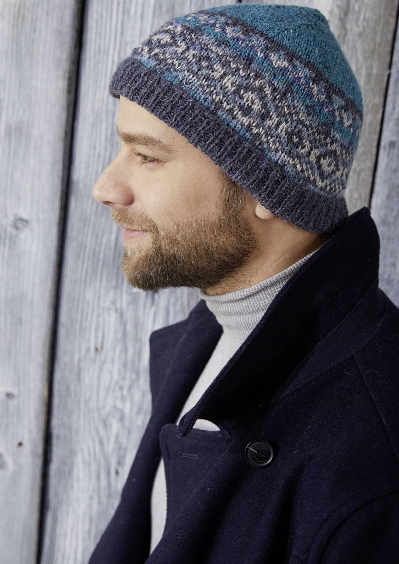 Kirjoneuleinen myssy miehelle - Tuscany Tweed