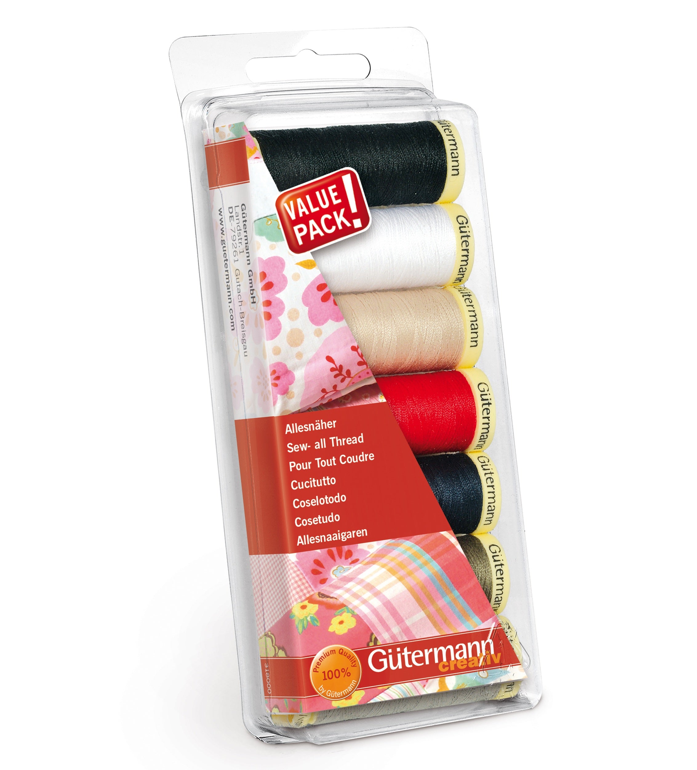 Gütermann ompelulankalajitelma 7x100m perusvärit