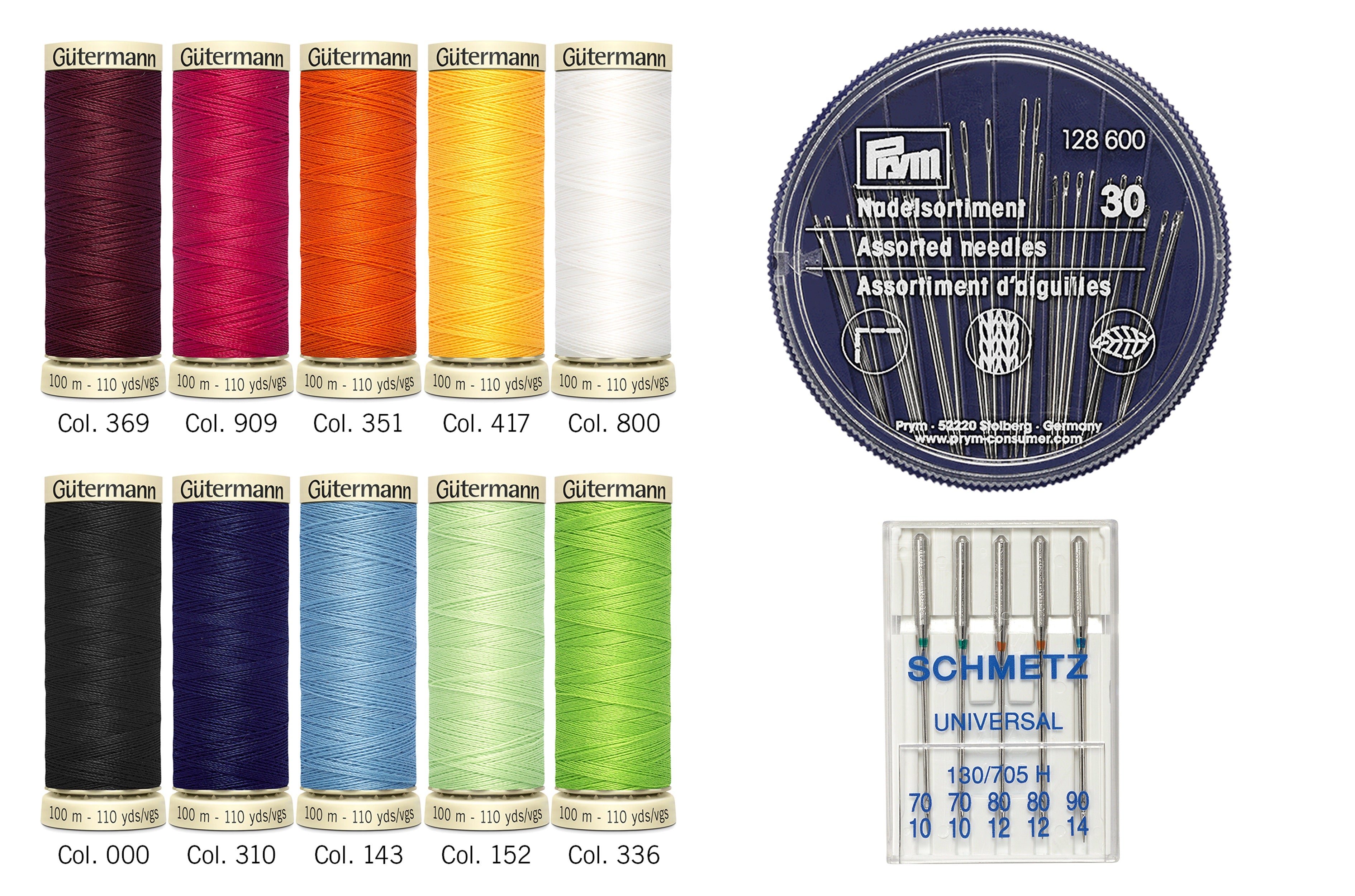 Gütermann ompelulankalajitelma 10x100m + neulat