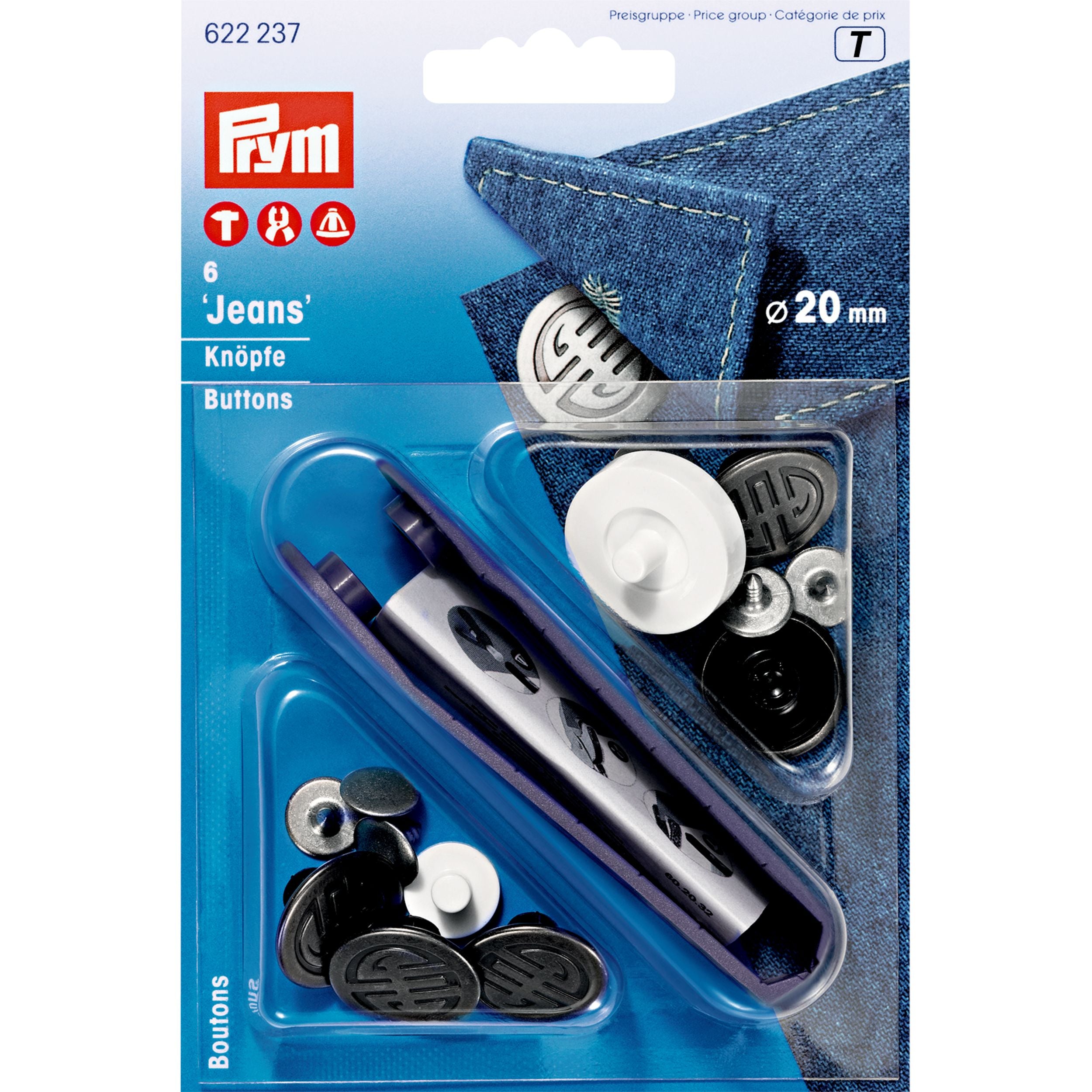 Farkkunapit, eri kokoja ja värejä