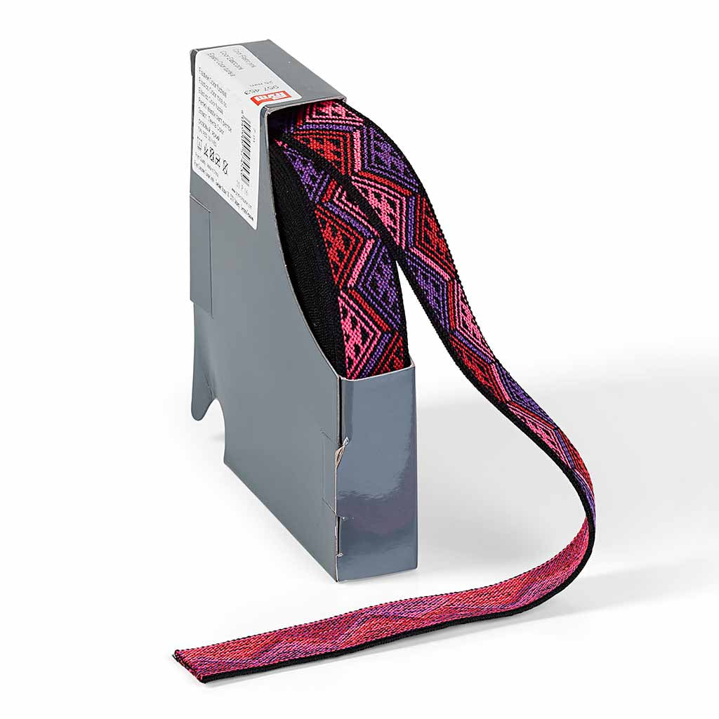 Kirjava kuminauha 25 mm pinkki/lila 7 m