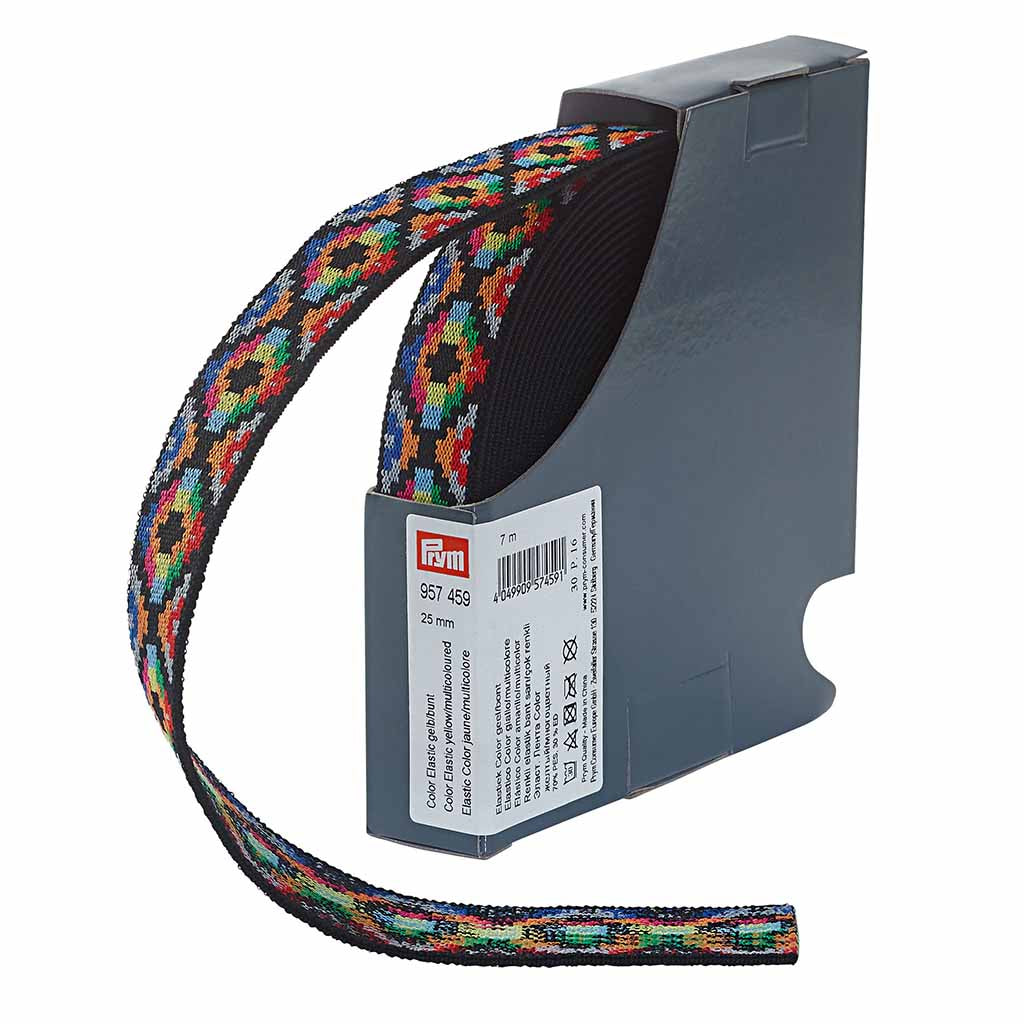 Kirjava kuminauha 25 mm keltainen/monivärinen 7 m