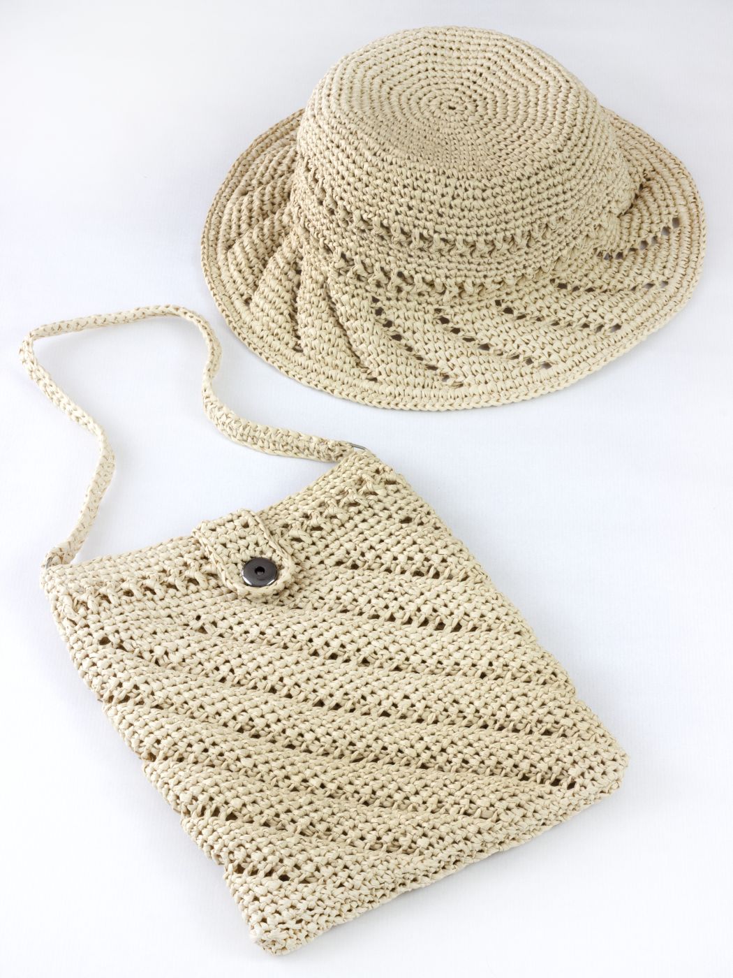 Virkattu hattu ja laukku - DMC Eco Vita Raffia