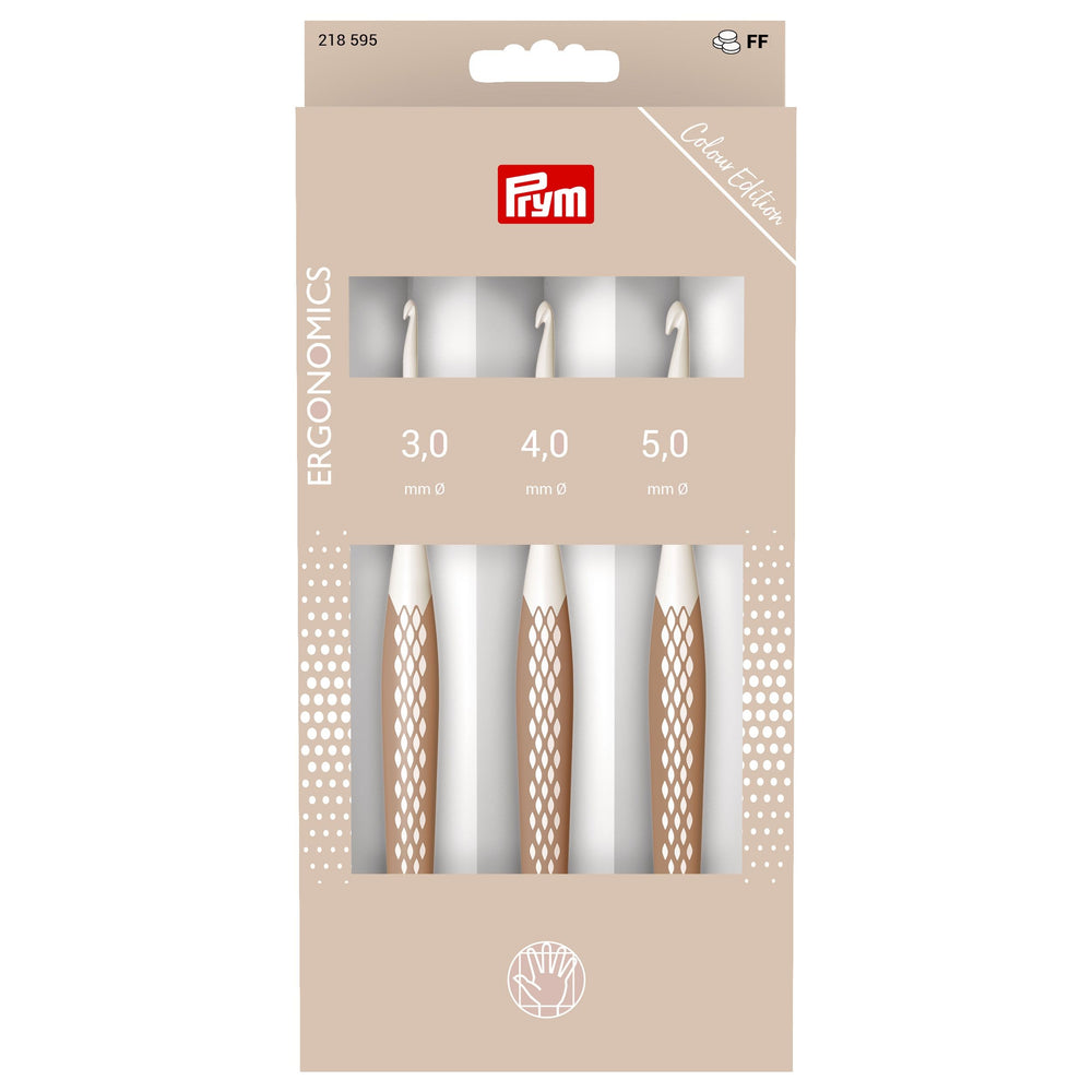 Virkkauskoukkusetti 3, 4 ja 5 mm prym.ergonomics