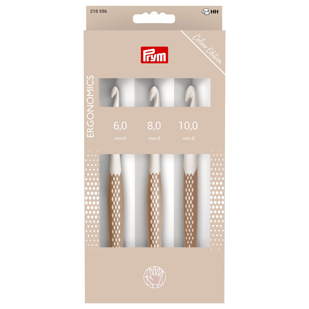 Virkkauskoukkusetti 6, 8 ja 10 mm prym.ergonomics