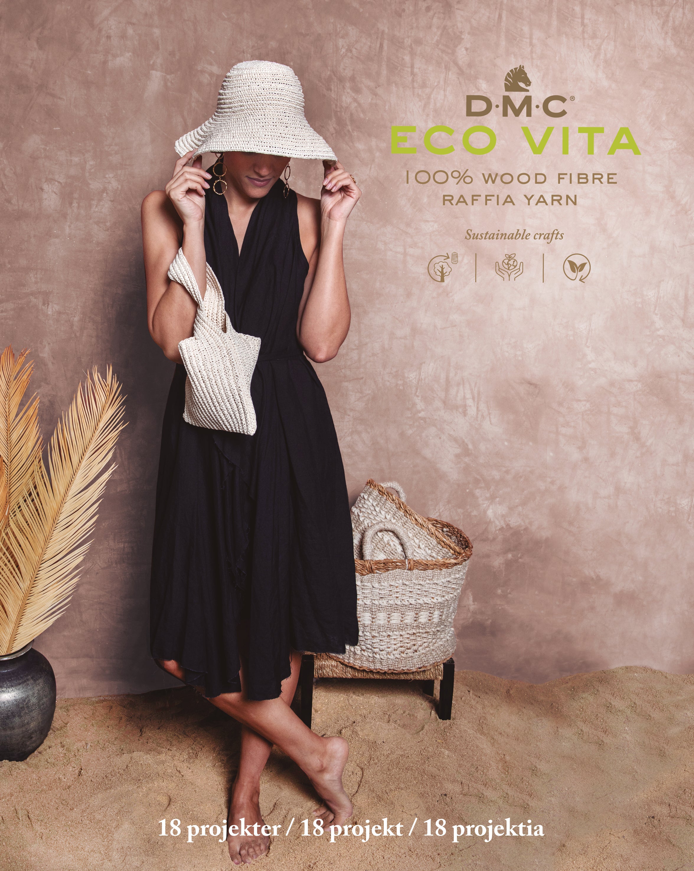 DMC Eco Vita Raffia ohjekirjanen hatut & laukut