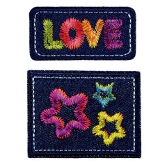 Koristemerkki farkkukangasta LOVE 2 kpl