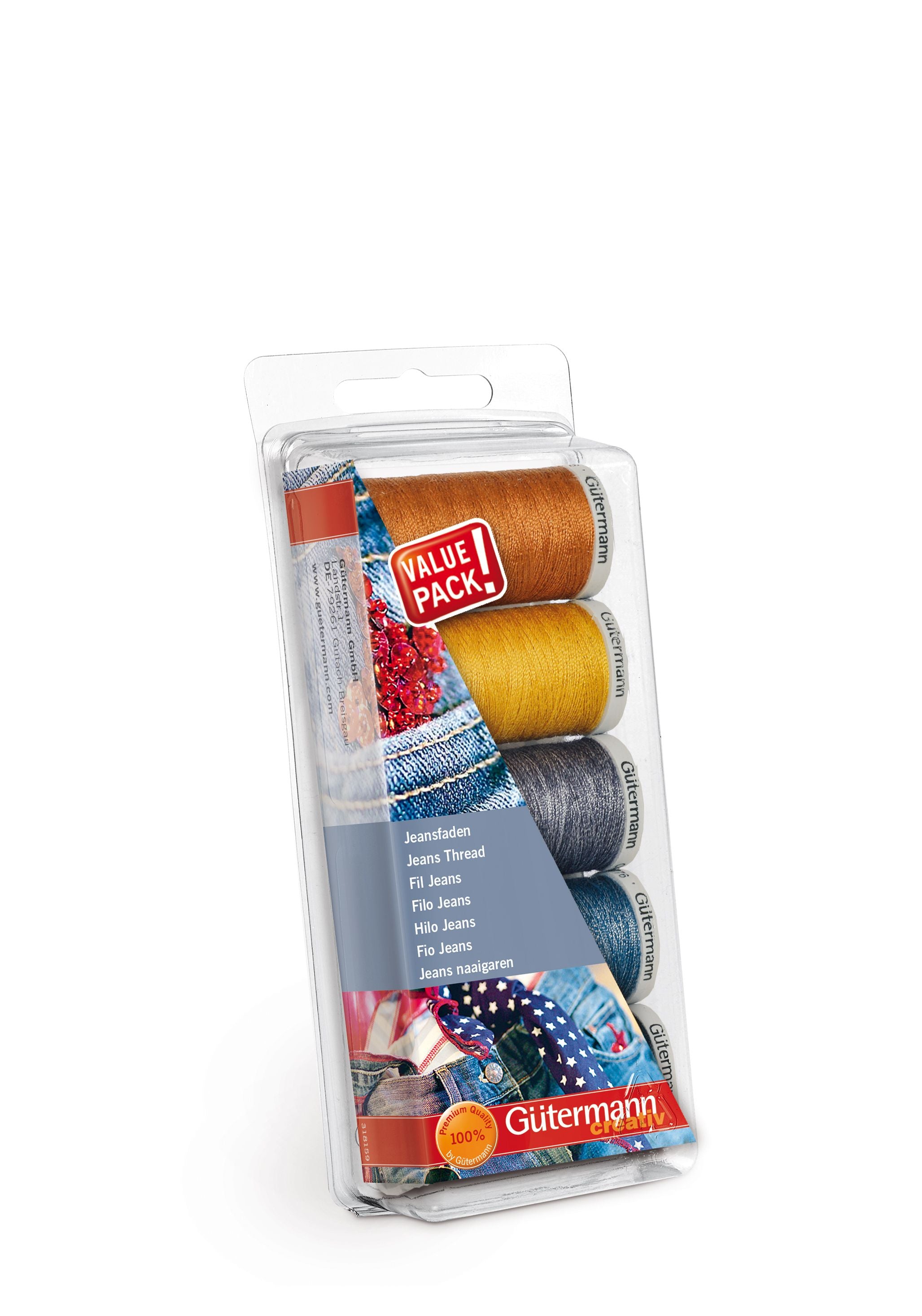 Gütermann Jeans ompelulankalajitelma 5 rullaa