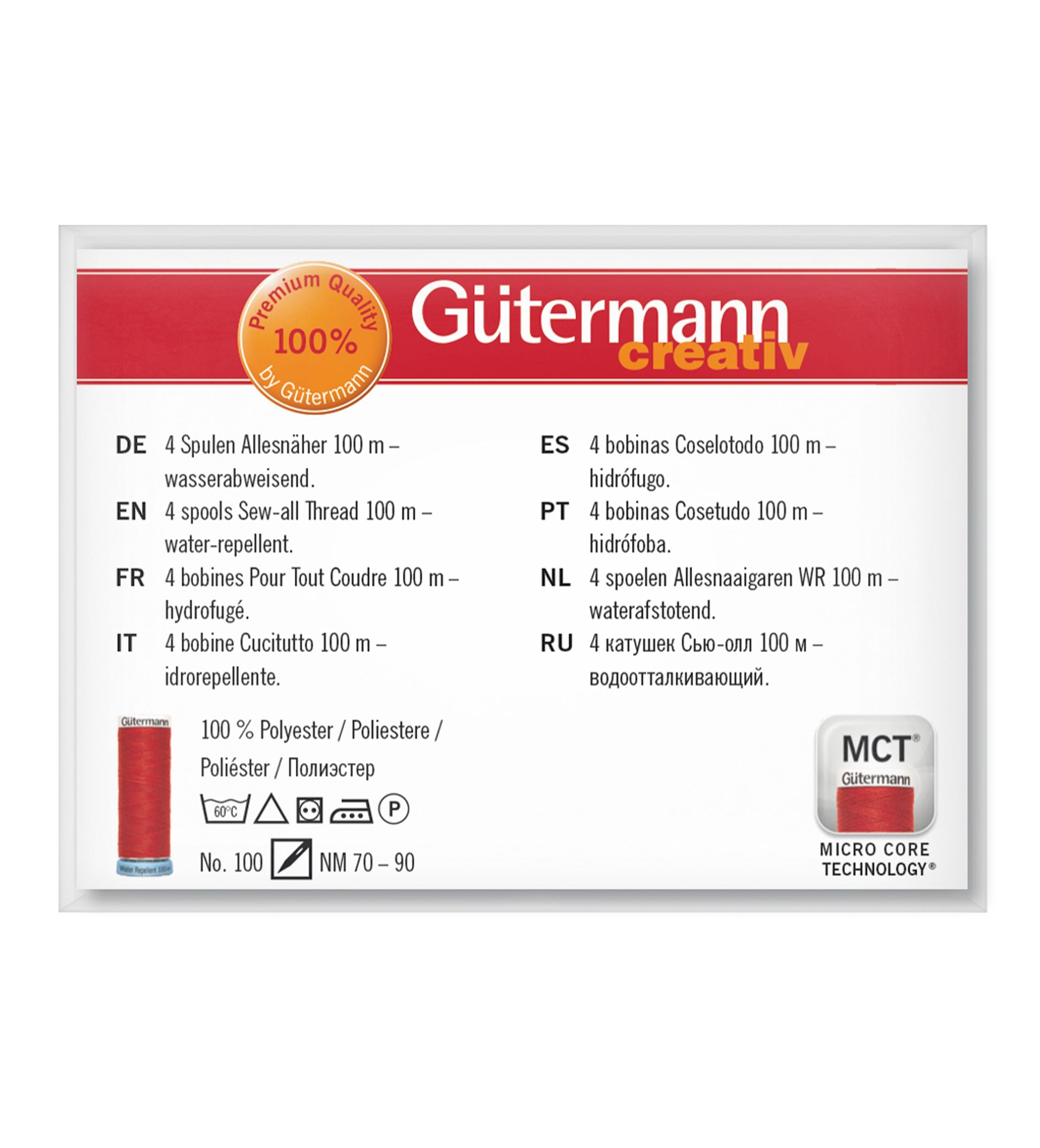 Gütermann Water repellent vettähylkivä ompelulanka 4x100 m