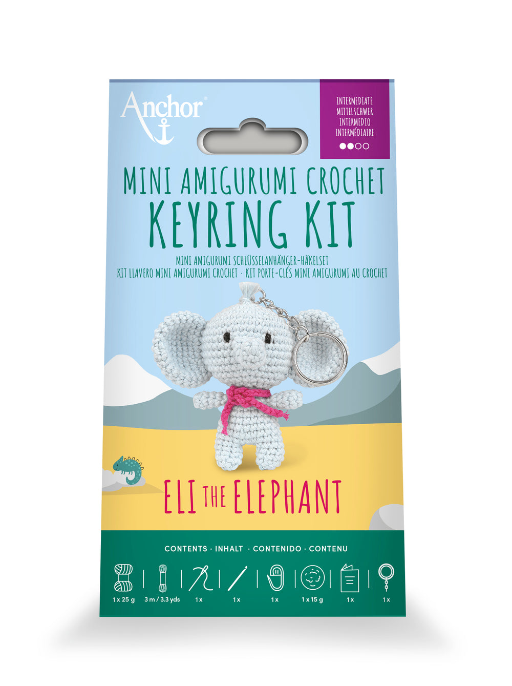Anchor amigurumi avainperäsetti Eli-elefantti