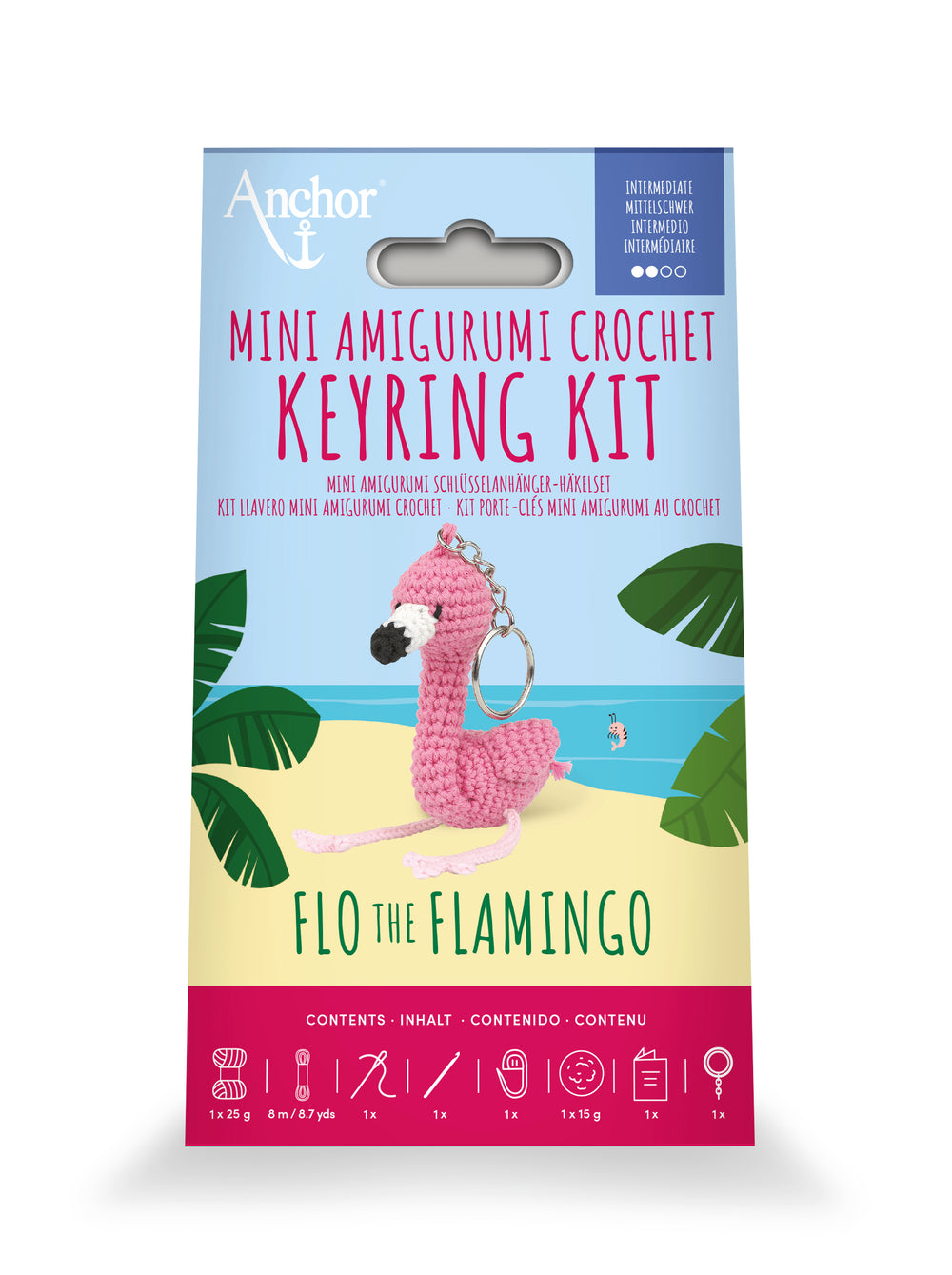 Anchor amigurumi avainperäsetti Flo-flamingo
