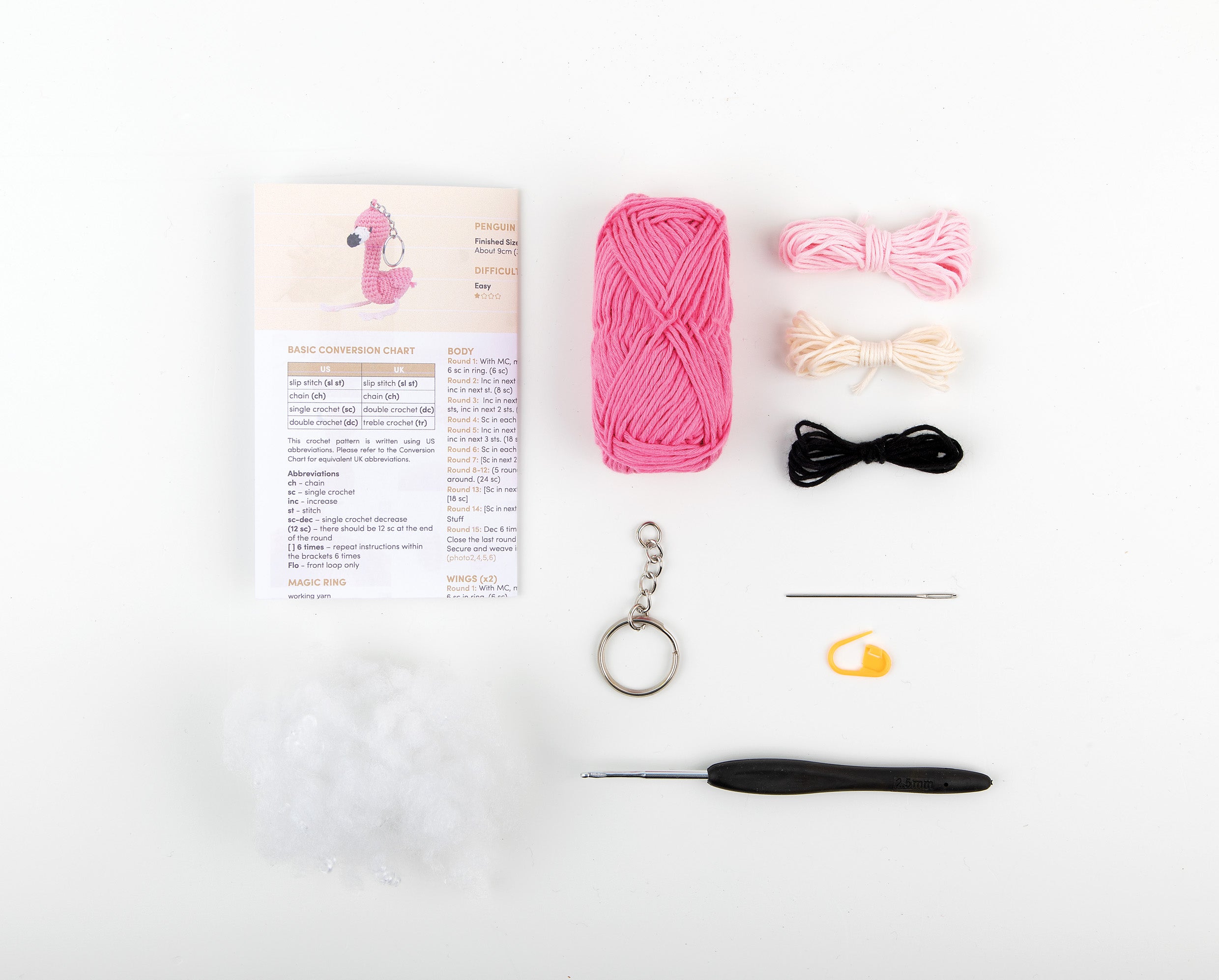 Anchor amigurumi avainperäsetti Flo-flamingo