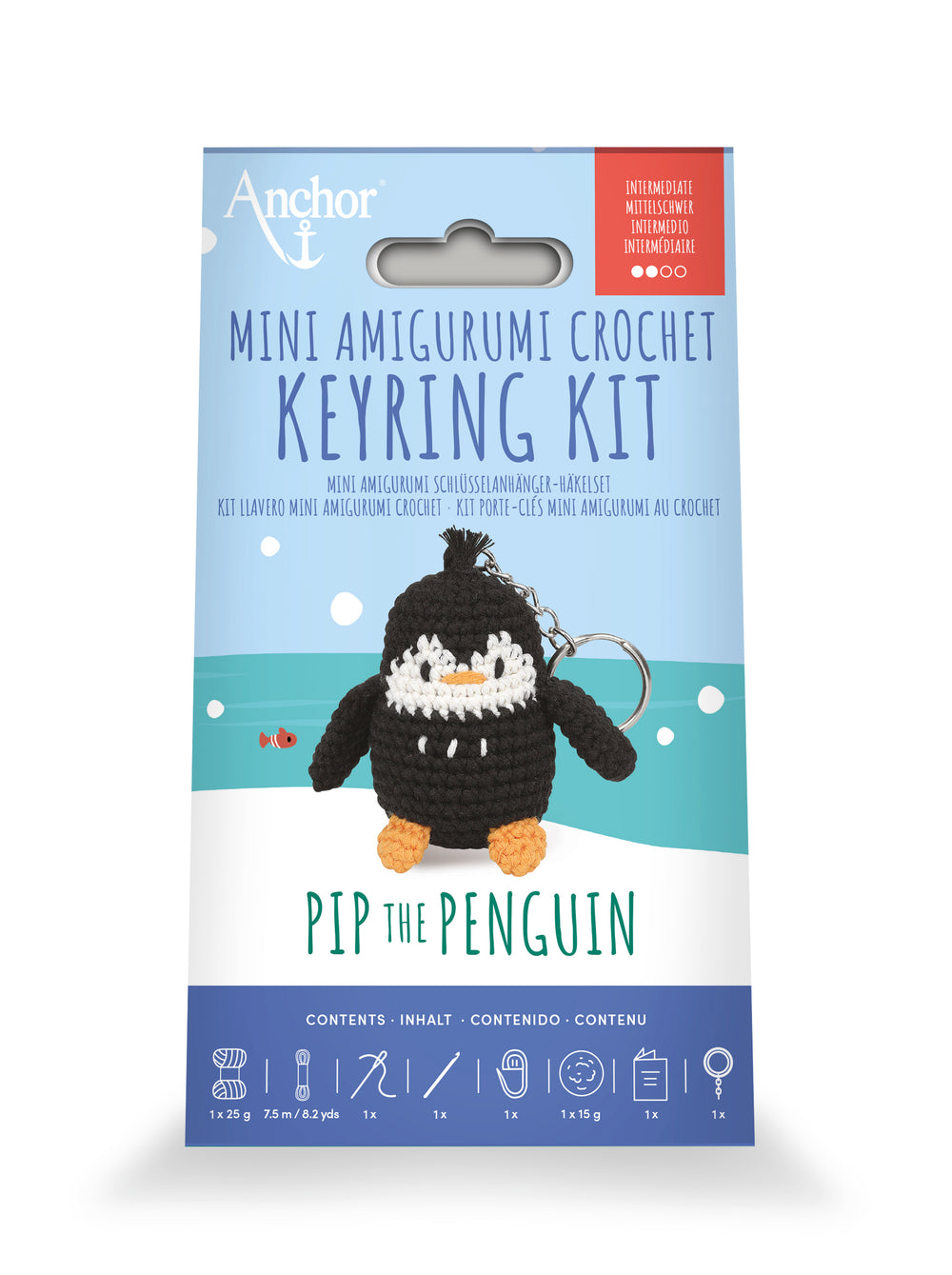 Anchor amigurumi avainperäsetti Pip-pingviini