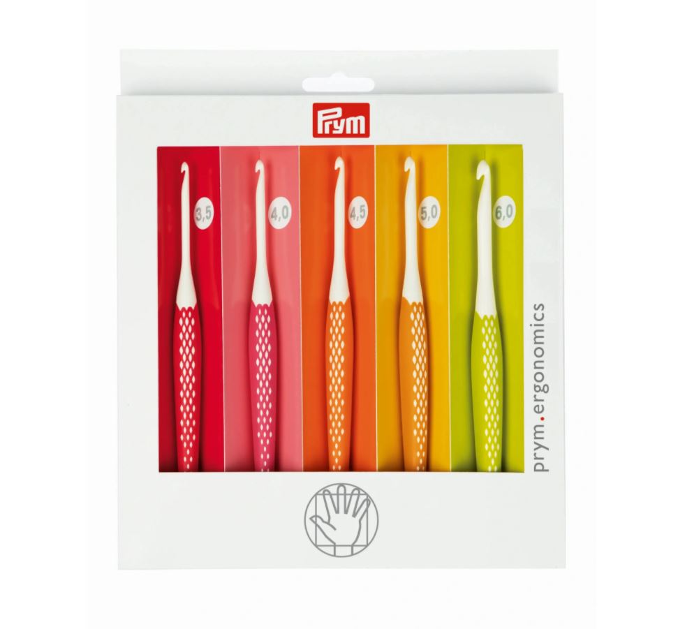 Virkkauskoukkusetti 3,5 - 6,0 mm prym.ergonomics