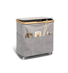 Kokoontaittuva käsityökori renkailla